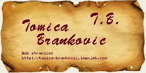 Tomica Branković vizit kartica